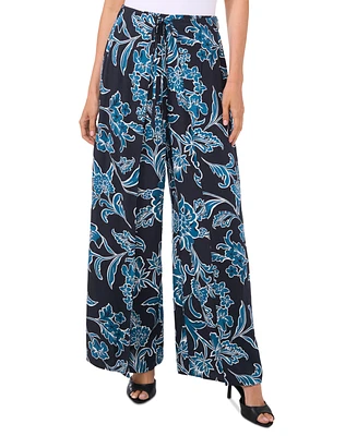 CeCe Women's Printed Side-Overlap Tie-Waist Pants