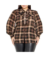 City Chic Women's Plaid Level Top