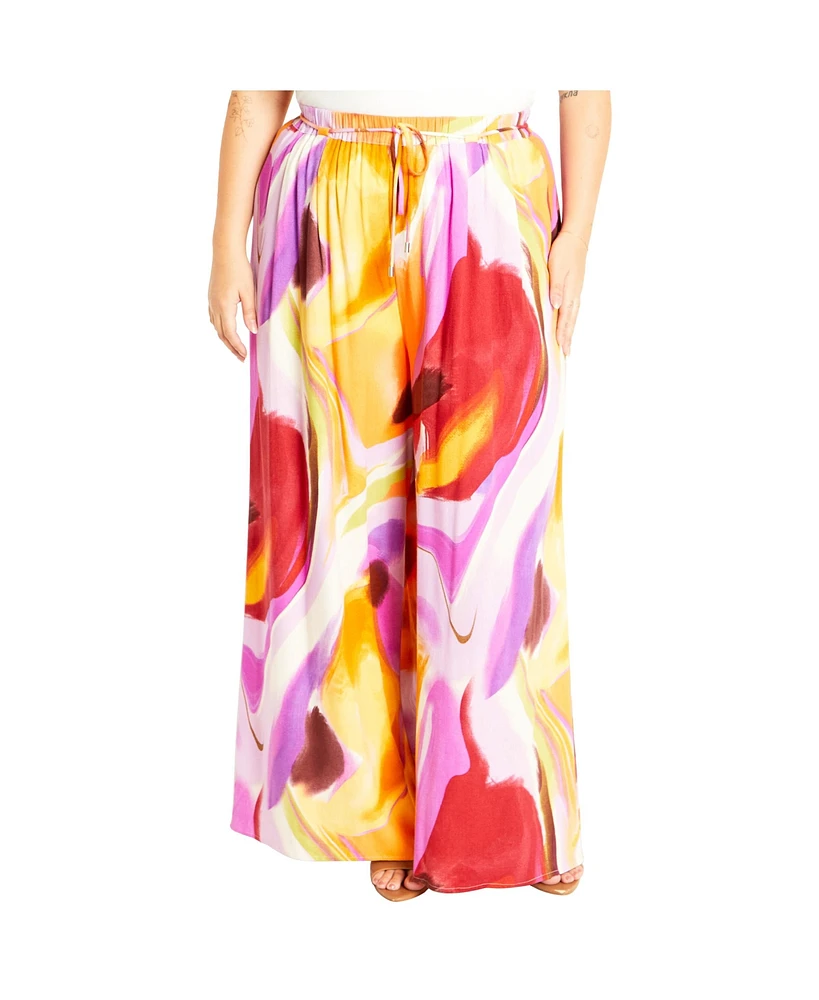 City Chic Women's Esme Print Wide Leg Pant