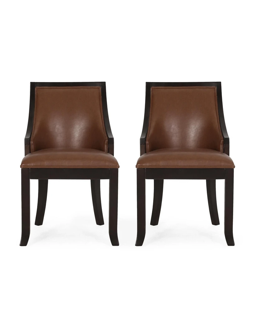 Simplie Fun Elegant Cognac Brown Dining Chairs Modern Curves, Easy Assembly