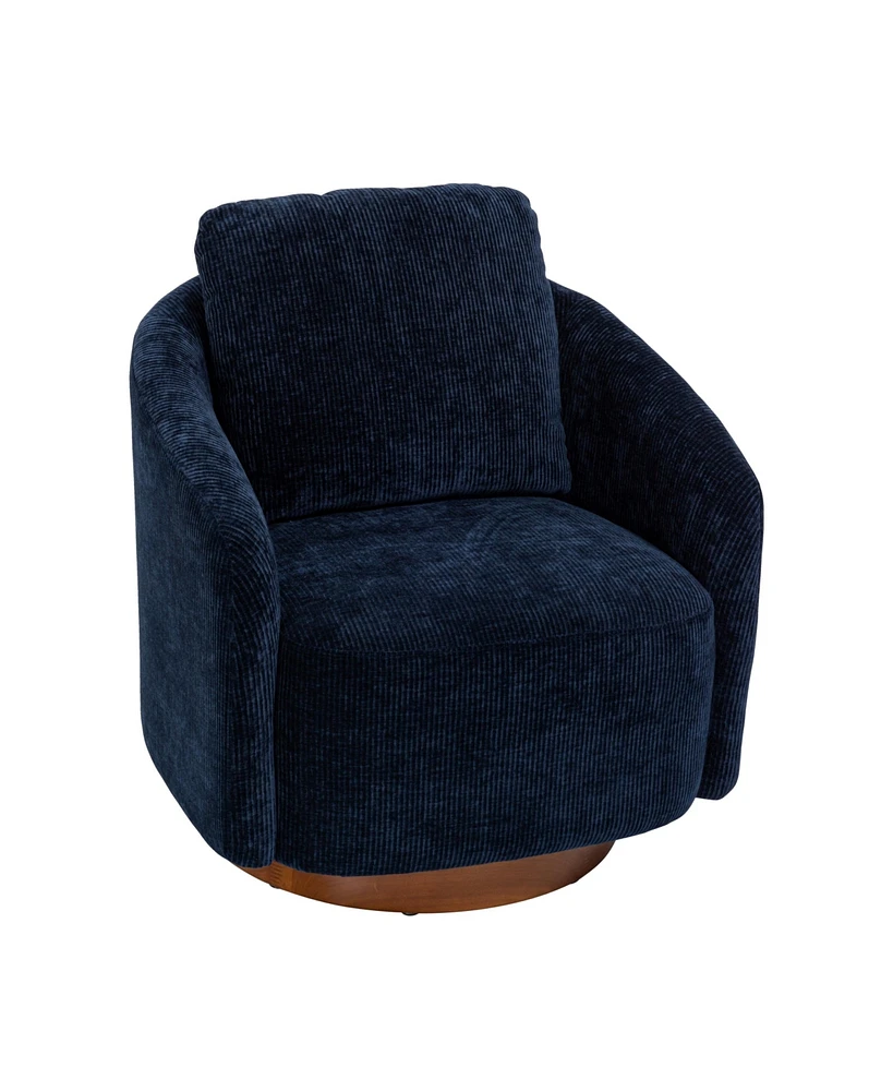 Simplie Fun Cozy and Stylish Swivel Accent Chair with Embossed Velvet Upholstery and Walnut Base