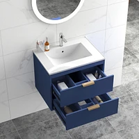 Modern Wall Mount Bathroom Vanity with Undermount Porcelain Sink and Mdf Cabinet