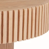 Modern Round Wood Coffee Table with Handcrafted Relief (31.49")