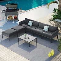 Modular Outdoor Aluminum Sofa with 250 lbs/Seat Capacity