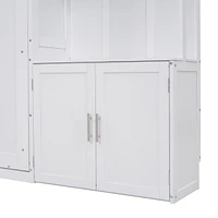 Full Size Murphy Bed with Multiple Storage Shelves and A Cabinet, White