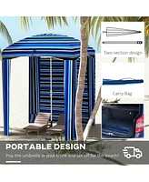 Cabana Coverage Beach Umbrella Canopy, Removable Walls, Portable, Compact