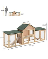 Streamdale Furniture Spacious Rabbit Cage with Run Areas, Easy Access and Solid Construction