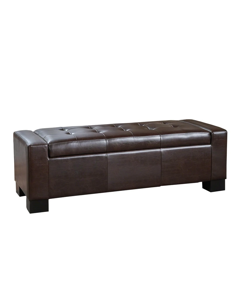 Simplie Fun Rothwell Brown Leather Tufted Storage Ottoman