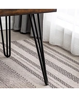 Aryven Industrial Metal Hairpin Design Dining Table, Rustic Dark Pine