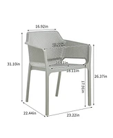 Streamdale Furniture 3 piece plastic arm chair Bistro Grs Premium Ocean Plastic, Light grey