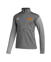 Adidas Men's Manchester United Crest Long Sleeve Half-Zip Top