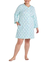 Miss Elaine Plus Quilted Floral Long-Sleeve Robe