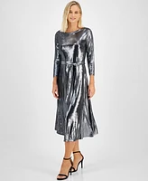 Tommy Hilfiger Women's Shine Metallic Tie-Waist Dress