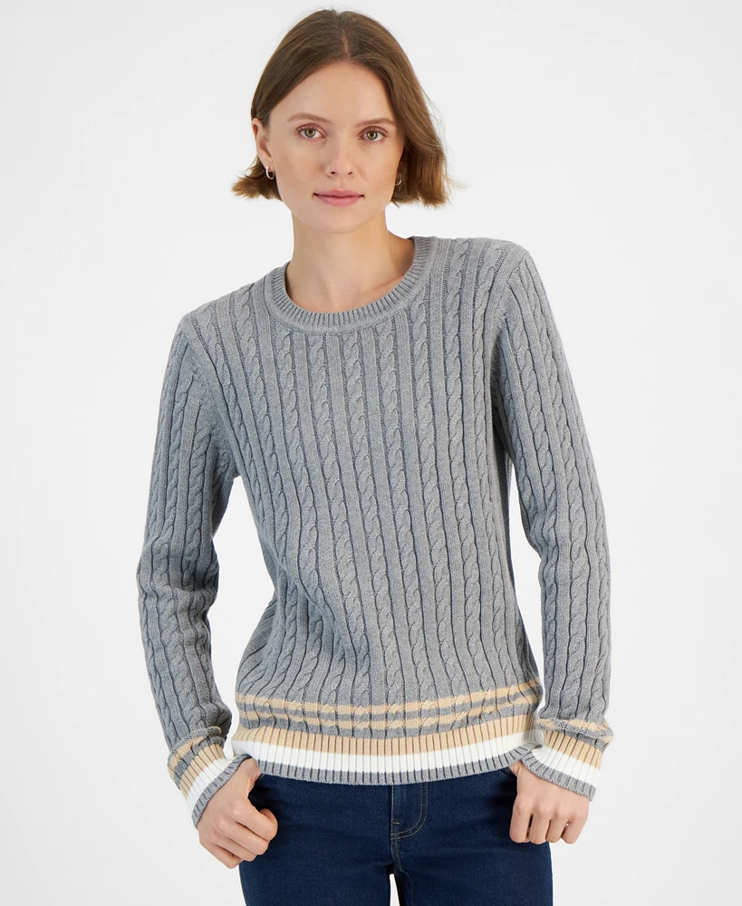 Tommy Hilfiger Women's Cable-Knit Crewneck Sweater