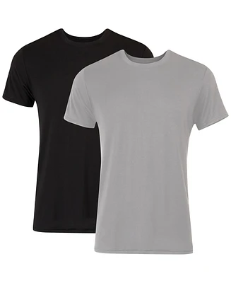 Hanes Originals Ultimate Men's SuperSoft Crewneck T-Shirt, Black/Gray, 2-Pack