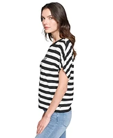 Karl Lagerfeld Paris Women's Striped Logo T-Shirt