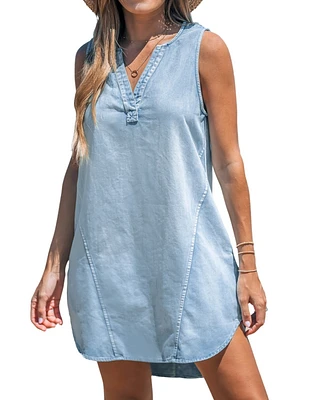 Cupshe Women's Denim V-Neck Mini Dress