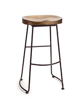 Slickblue Industrial Wood Bucket Seat Stool 30"h