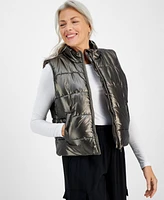 Id Ideology Women's Metallic Puffer Vest, Created for Macy's