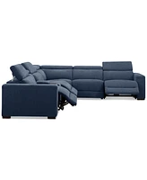 Nevio 6-Pc. Fabric Power Headrest Sectional with Console and 3 Motion Chairs