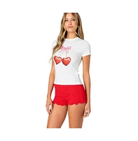 Edikted Women's Cherry Heart T Shirt