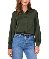 Vince Camuto Women's Long-Sleeve Satin Button-Front Top