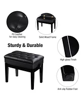 Yescom Piano Bench Pu Leather Storage Adjustable Height Padded Seat Keyboard Black