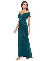 Xscape Petite Off-The-Shoulder Ruffle Gown