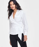 I.n.c. International Concepts Women's Utility Wrap Blouse, Created for Macy's