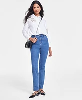 I.n.c. International Concepts Women's High-Rise Straight-Leg Denim Jeans, Created for Macy's