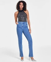 I.n.c. International Concepts Women's High-Rise Rhinestone Jeans, Created for Macy's