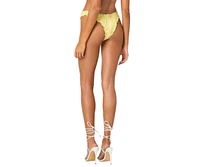 Edikted Women's Golden Ruffle Edge Bikini Bottom