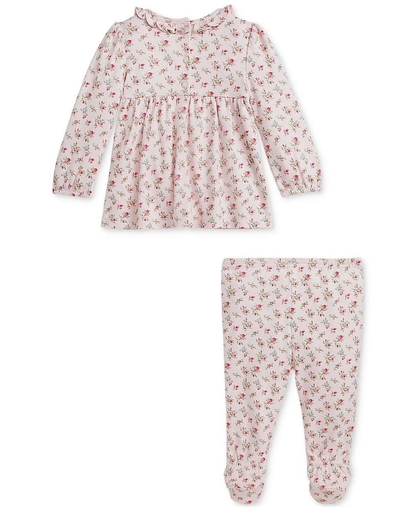 Polo Ralph Lauren Baby Girl Ruffled Floral Top & Pant Set