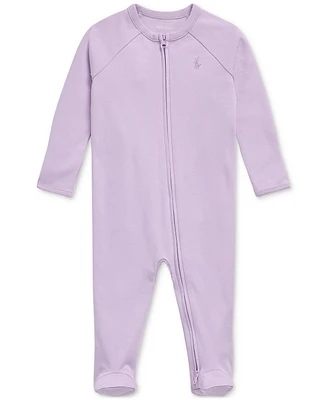 Polo Ralph Lauren Baby Girls Cotton Interlock Footed Zip Coverall