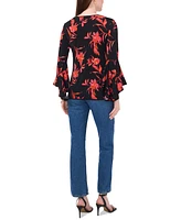 Sam & Jess Petite Floral-Print Bell-Sleeve Top