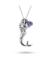 Bling Jewelry Nautical Translucent Color Changing Cz Celtic Knot Siren and Sprite of the SeaAtargatis Mermaid Pendant Necklace Sterling Silver