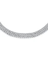 Bling Jewelry Triple Row Thin 3 Strand Cubic Zirconia Cz Slide Bolo Style Tennis Bracelet For Women Prom Adjustable