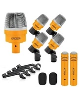 5 Core 7 Piece Drum Microphone Kit Wired Dynamic Xlr Mics Kick Bass Tom Snare and Cymbals Microphones Set for Drums Vocal & Other Instrument Includes