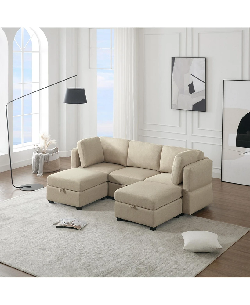 Simplie Fun Modular Sectional Sofa Free Combinations, Storage, Comfort