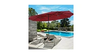 15 ft Patio Led Crank Solar Powered 36 Lights Umbrella without Weight Base
