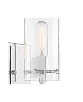 Possini Euro Design Metis Modern Industrial Wall Sconce Lighting Chrome Silver Hardwired 11" High Fixture Clear Glass Shade for Bedroom Bathroom Bedsi