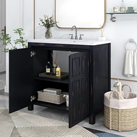 36" Bathroom Vanity Organizer with Sink, Combo Cabinet Set, Bathroom Storage Cabinet, Retro lue