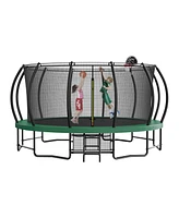 Streamdale Furniture 15FT Pumpkin Trampoline with Basketball Backboard, Safety Net and Storage Bag