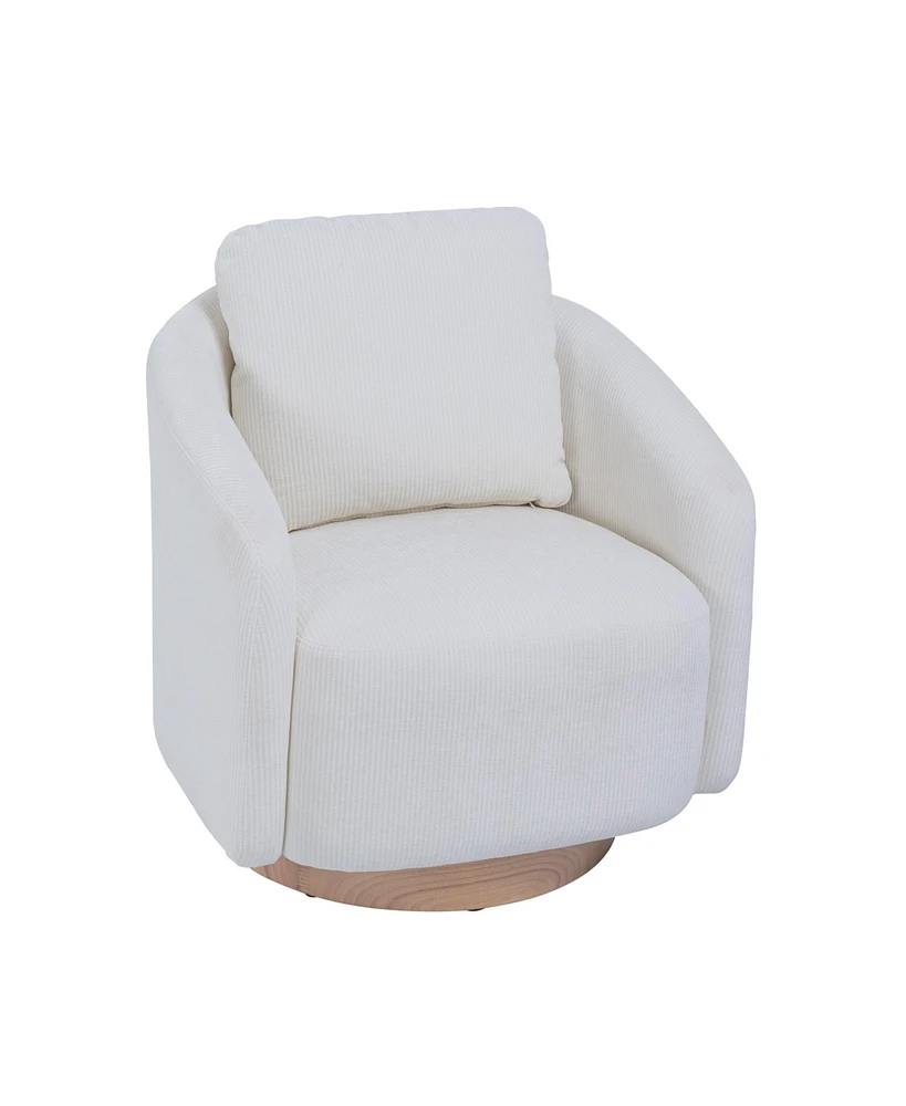 Simplie Fun Swivel Accent Chair with Embossed Chenille Upholstery and Wood Base