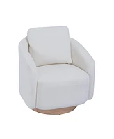 Simplie Fun Swivel Accent Chair with Embossed Chenille Upholstery and Wood Base