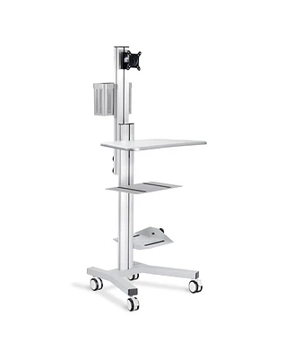 Yescom Desktop Pc Mobile Cart Stand Wheel Computer Office Workstation Exhibition Silver