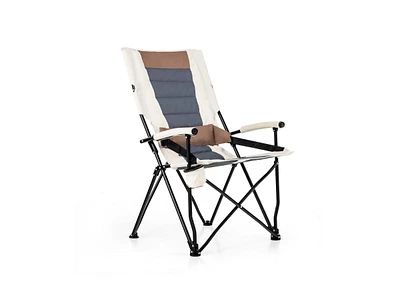 Slickblue Folding Camping Chair with Cup Holder Armrest and Lumbar Pillow