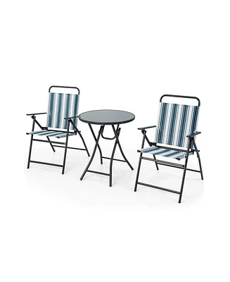 Slickblue 3 Pieces Outdoor Folding Chair Set Portable Folding Chair Set