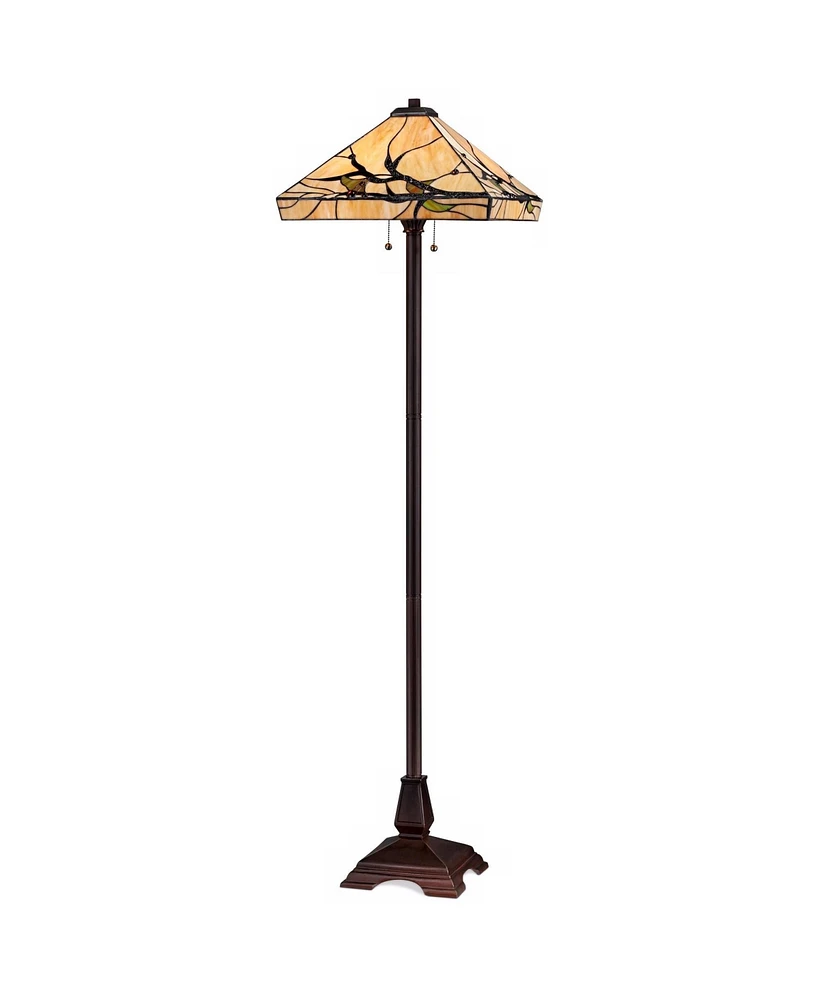 Robert Louis Tiffany Budding Branch Mission Rustic Tiffany Style Floor Lamp Standing 62" Tall Bronze Metal Hand-Crafted Stained Art Glass Shade for Li