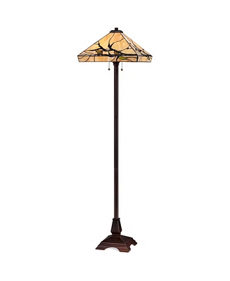 Robert Louis Tiffany Budding Branch Mission Rustic Tiffany Style Floor Lamp Standing 62" Tall Bronze Metal Hand
